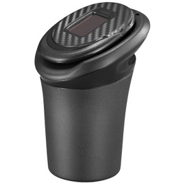 Carmate DZ525 Solar Ash X Car Ashtray, Blue LED, Solar Charging, Carbon Tone, Black
