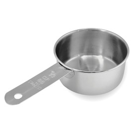 1/3 Cup Stainless Steel Measuring Cup | Sturdy Metal 80 ml | 80 cc | 3 oz | Single Cup for Wet and Dry Ingredients | Great for use as 1/3 Cup Dog Food Scoop - 1 PK