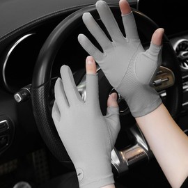 Cotton Thin Driving Gloves for Men Women Fingertip Touch Screen Cycling Gloves UPF 50+ UV Protection Sun Gloves Quick Dry Anti-Slip Sports Gloves for Riding Hiking Fishing Running