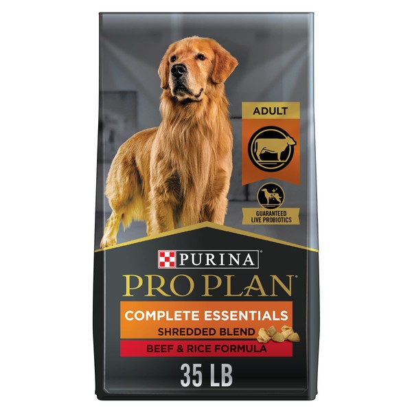 Purina Pro Plan High Protein Dog Food With Probiotics for Dogs, Shredded Blend Beef & Rice Formula - 35 lb. Bag