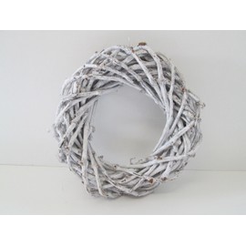 Deko-Kranz aus Weinreben, 30 cm Durchmesser, Weiß Gewischt