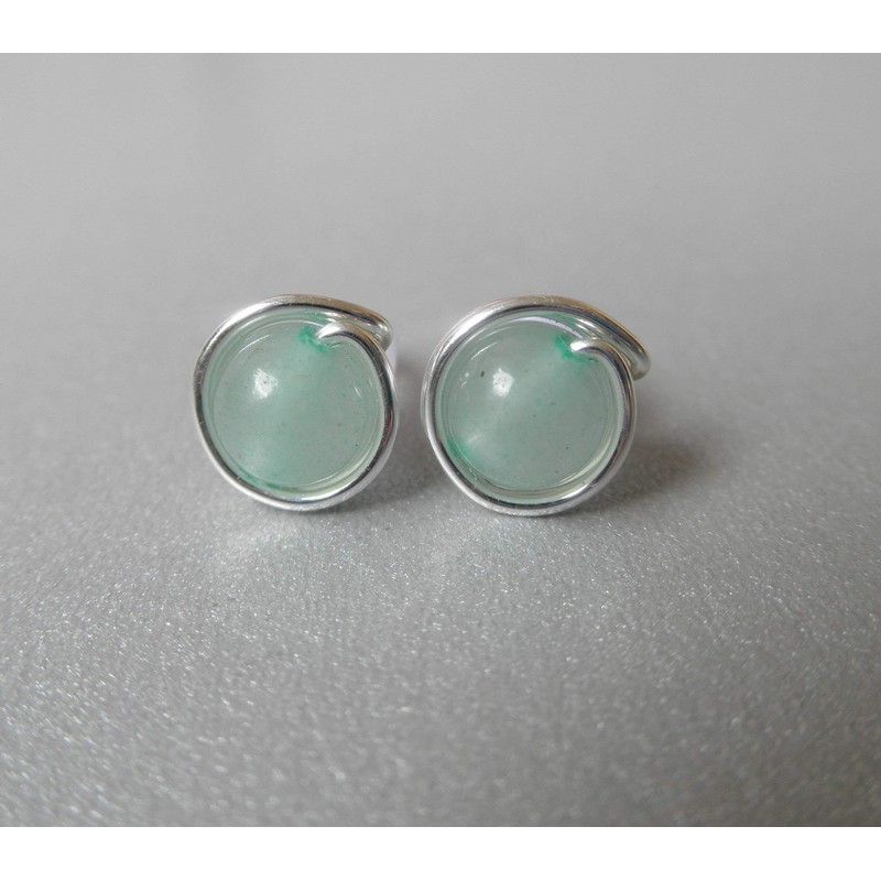 Silver-plated earrings made of gemstone aventurine