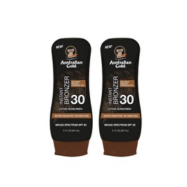 Australian Gold Spf 30 Loción de protección solar de amplio espectro con bronceadores Kona, 8 onzas (paquete de 2) (2 unidades, SPF 30)