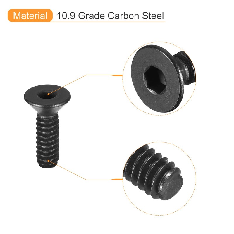 QUARKZMAN #4-40x3/8 Inch Flat Head Socket Cap Screws 10.9 Degree