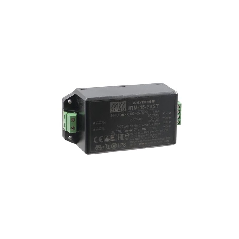 WITTKOWARE IRM-45-24ST Miniature Switching Power Supply with Screw Terminals, Output