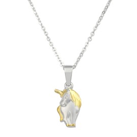 Amor 2026612 Necklace with Pendant 925 Sterling Silver Girls Children's Necklace 35 + 3 cm Bi-Colour Unicorn Comes in Jewellery Gift Box, Sterling Silver, No Gemstone