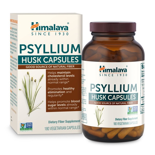 Himalaya Psyllium Husk Capsules 180 Count Vegan Fiber Supplement for