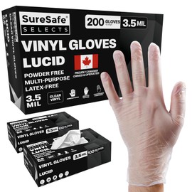 [200 Pack] SURESAFE Clear Vinyl Disposable Gloves XL, 3.5 Mil Powder & Latex Free Disposable Gloves, Smooth & Comfortable, For Food Prep, Cooking, Gardening, Painter
