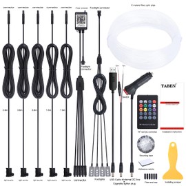 TABEN Car Ambient Lighting Kit, 5 in 1 with 6 m Multicolour Fibre Optic Footwell Lighting, Music Rhythm Sound, Active Memory Function, Wireless Remote Control and Bluetooth App Control 12V