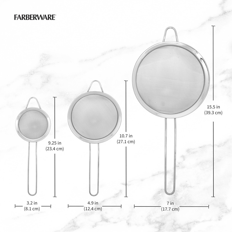 Farberware Professional Set of 3 Strainers, Incudes Small, Medium, and