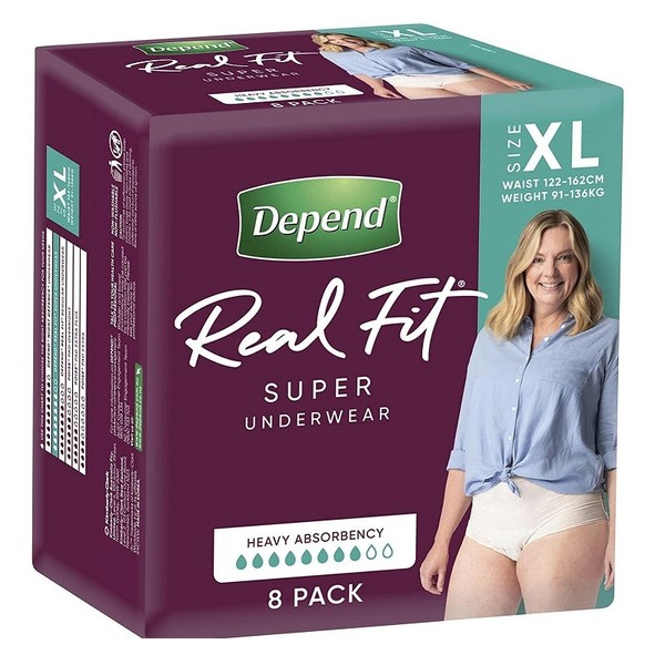 Depend Real Fit Super Underwear for Women Extra Large X 8 (Limit 4 per order)