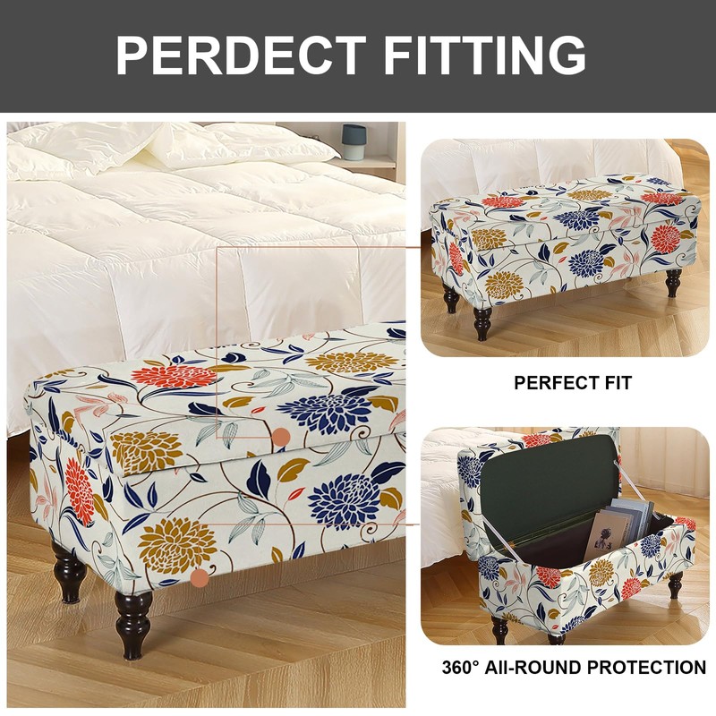 Eco-Ancheng Storage Ottoman Cover Rectangle Ottoman Slipcover Folding Storage Bench