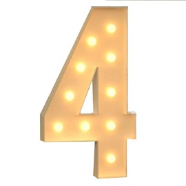 2.4FT/28.7in Marquee Light up Number 4 Marquee Numbers with Lights for Birthday Party Large Mosaic Frame Letter Cardboard Pre-Cut Giant Cut-Out Thick Foam Board Sign Diy Decorations Anniversary