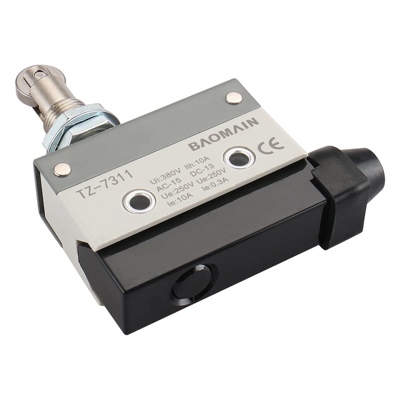 BAOMAIN Limit Switch TZ-7311, Panel Mount Roller Plunger Actuator, 1NO+1NC