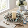 Quixem 15 Inch Rustic Teal Cream Pip Berry Candle Ring