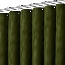 PANGSINNE Black Shower Curtain 256GSM Heavy Duty Waffle Woven Bathroom Shower Curtains, Weighted Fabric for Hotel Spa Luxury Polyester Bath Curtain with 12 Hooks Halloween, 72Wx72H