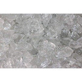 One Stop Outdoor Multi Purpose Premium Decor & Fire Glass Rock 2-Pound 1/4"-1/2" inch - for Use in Fire Features, Aquariums, Apothecary, Jars, Vase, Potted Plants, Fire Bowls, Etc. (Clear)