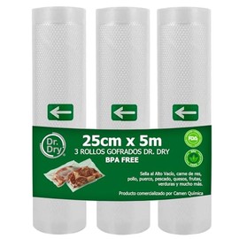 3 Rollos Sellado Alto Vacío [25x500cm] BPA FREE - Bolsas Gofradas
