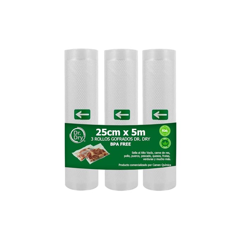 3 Rollos Sellado Alto Vacío [25x500cm] BPA FREE - Bolsas