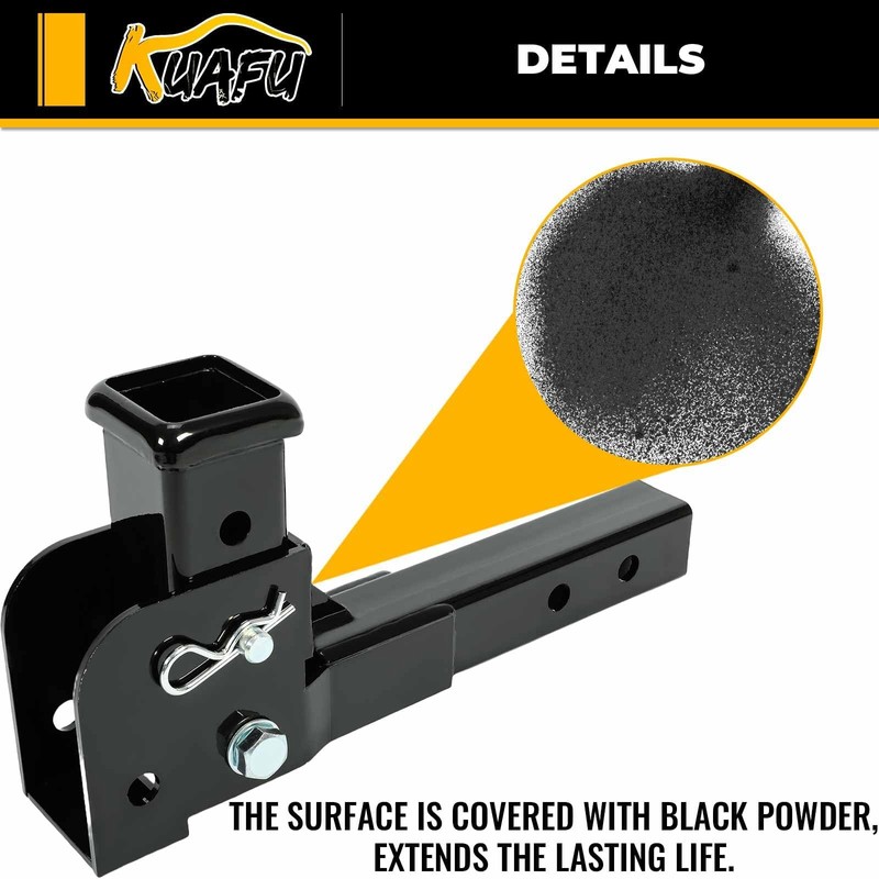 KUAFU 2" Folding Hitch Adapter Compatible with 2 Inch Trailer
