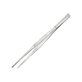 Jotia 1Pc 30cm 304 Stainless Steel Kitchen Fine Tweezer Tongs, Cooking Tweezers Straight Food Tweezers with Precision Serrated Tips for Cooking, BBQ