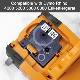 Aken Rhino 18488 12 mm Replacement for Dymo Rhino 18488 Nylon Flexible Labels 12 mm x 3.5 m Black on White Compatible with Dymo Rhino 4200 5200 5000 6000 Labelling Device