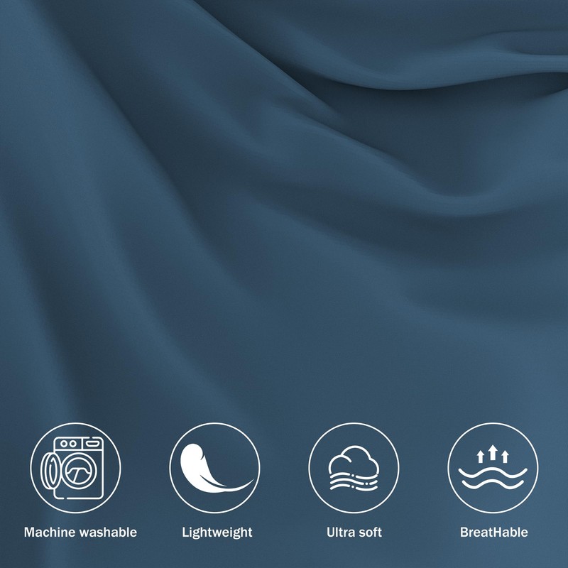 wyewye Double Fitted Sheet, Deep Blue, 135x190 cm with 40