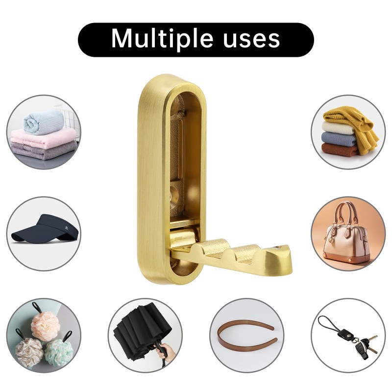 HOJLKLD 4pcs Folding Coat Hook, Heavy Duty Wall Hooks Made