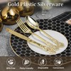 Pryntono 300PCS Gold Plastic Silverware, Heavy Duty Gold Disposable Utensils,