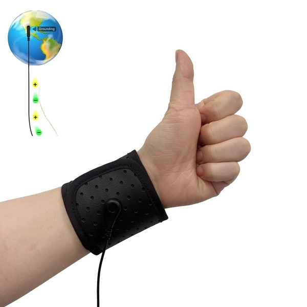Upgraded Grounding Wrist Strap, Black Therapy Wristband Improves Sleep Reduces