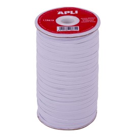 Apli - 18675, Bobina di corda elastica piatta da 5 mm x 100 m, colore bianco, multiuso (ideale per attività artigianali)