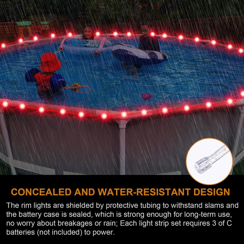Ehaijia Remote Control LED Lights for Above Ground Pools, 15Ft