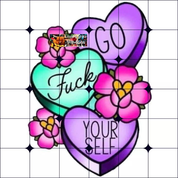 Handmade Sublimation Print Heart and Flowers Ready to Press Heat