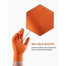 UYKKE 10mil Nitrile Gloves Thick, Industrial Disposable Gloves, Heavy Duty Mechanic Gloves, Food Safe, Fully-Diamond Textured (1000, Medium)