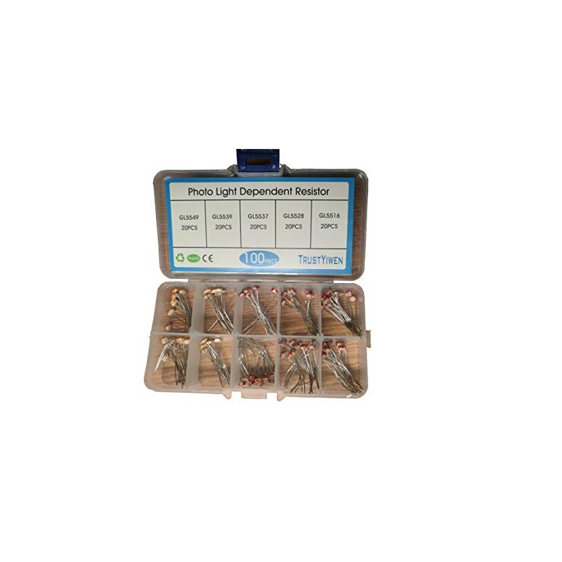 100PCS 5mm Photoresistor Photo Light Sensitive Resistor Assortment Kit (GL5516