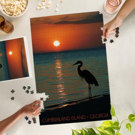 Cumberland Island, Georgia, Heron and Sunset (1000 Piece Puzzle, Challenging Jigsaw Puzzle for Adults, Made in USA)