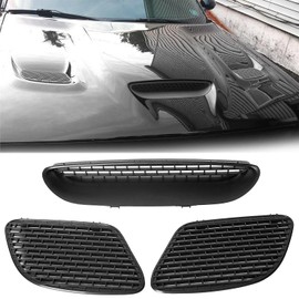 ECOTRIC Hood Scoop Vent Compatible with 2015-2018 Dodge Challenger SRT Hellcat & 2019-2023 R/T Scat Pack Black Hood Bezels Grille Replace for 68184348AD, 68184348AB, 68184348AF, 68184352AB, 68184353AB