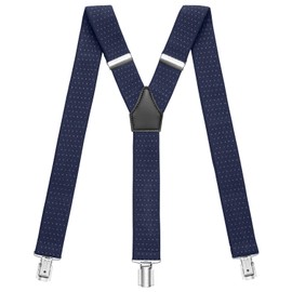 Sencillo Men's Braces with Strong Clips Y Shape, Dark blue dots