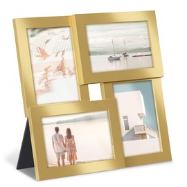 SONGMICS 4x6 Collage Picture Frames, Family Photo Collage Frame Set of 4 for Wall Decor, Glass Front, Wall Hanging or Tabletop, Pale Gold