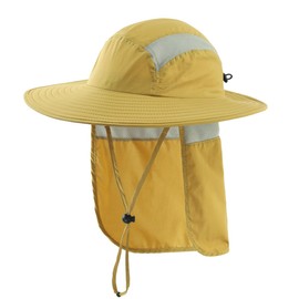 Magracy Men's UPF 50+ Sun Hat with Neck Protection Wide Brim Mesh Safari Hat Fishing Hat, kelly