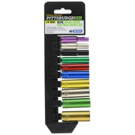 Pittsburgh Professional 10 Piece Color Coded 1/4 Drive Deep Wall Metric Socket Set
