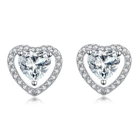 jiamiaoi 18 Carat White Gold Plated Stud Earrings Silver Women's Earrings Silver 925 with Stone Diamond Earrings Stud 3.5 cttw Earrings Cubic Zirconia Women's Earrings Silver Hanging, Sterling Silver,