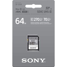 Sony Tarjeta E Serie SDXC UHS-II de 64 GB, V30, CL10, U3, MAX R270 MB/S, W70 MB/S (SF-E64/T1)