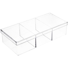 Pioneer Plastics 182C Clear Rectangular Plastic Container with Dividers, 6.75" W x 3.1875" D x 1.625" H