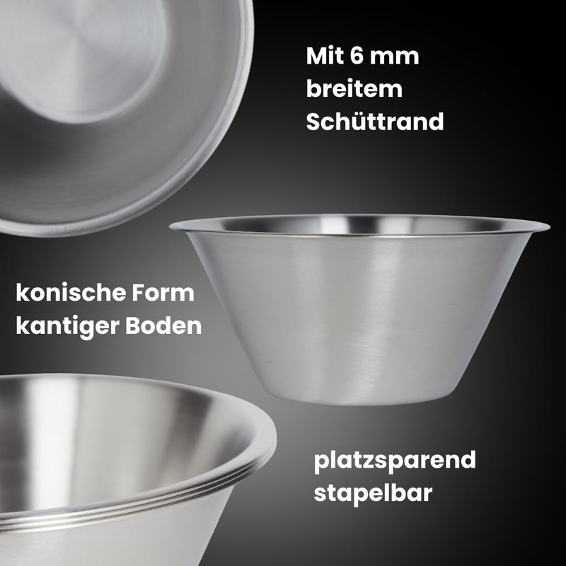 Marzoon Stainless Steel Bowls Capacity 1 Litre Diameter 18 cm