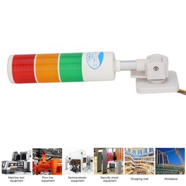 Fockety Industrial Signal Light, DC 12V/24V 3-Layer Pillar LED Signal Tower Stacking Light with Buzzer, Steady on and Flashing Light Industrial Warning Light and Andon Light (Red/Yellow/Green) (12V)