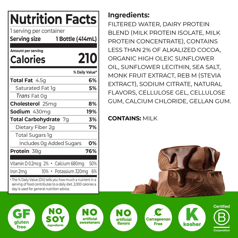 Orgain 38g High Protein Shake, Dairy Isolate Protein Milk, Chocolate