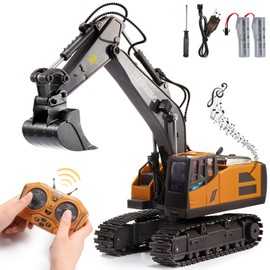 HappyGoLucky 1:20 Remote Controlled Excavator Toy from 3 4 5 6 7 8 Years Boys, 680° Rotation RC Excavator with Lights Gift Boy 4 5 6 7 8 Years, Outdoor Toy Children's Toy from 3-9 Years