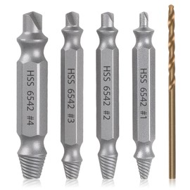 4PCS Damaged Screw Extractor Set with 1 Twist, Model HSS 6542 Bolt Stripped Remover Screw Grab Screw Removal Tool General bit Set Double Ended Hardness Is 63HRC for Damaged Broken Stripped Screws