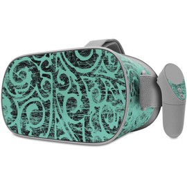 Decal Style Skin Wrap Compatible with Oculus Go Headset - Folder Doodles Seafoam Green (Oculus NOT Included)